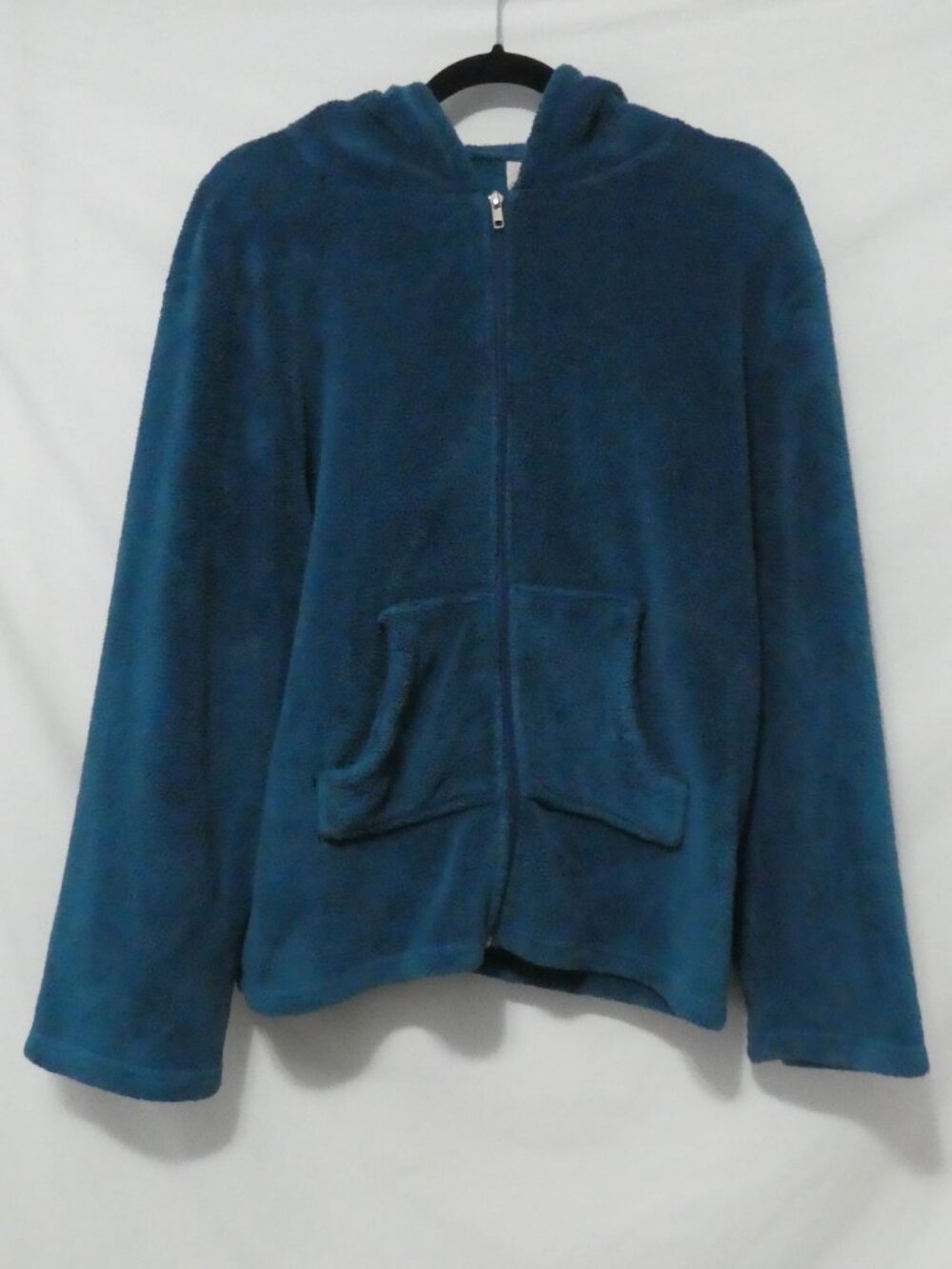 LA VIE EN ROSE Teal Blue Cozy Plush Fleece Zip-Up Hoodie M/L medium / large
